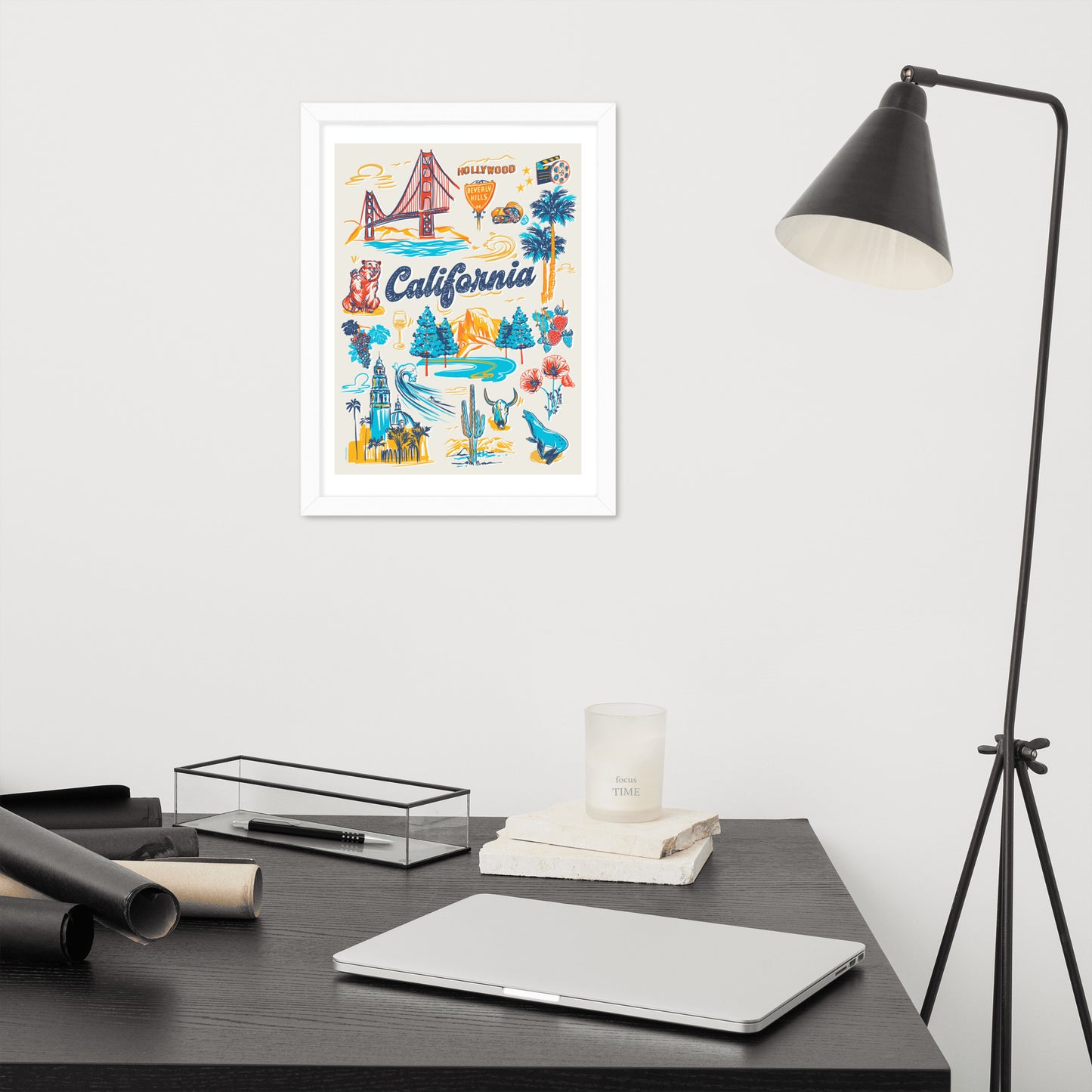 California Landmarks Framed Poster 12 x 16