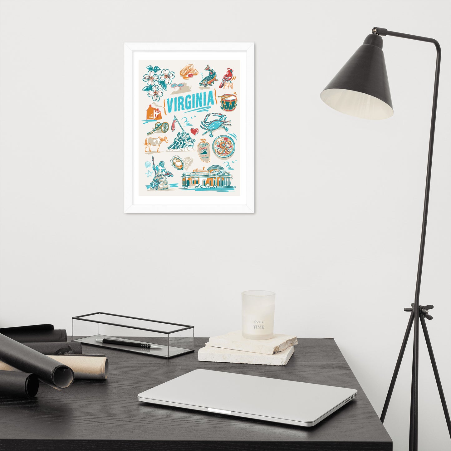 Virginia Landmarks Framed Poster 12 x 16
