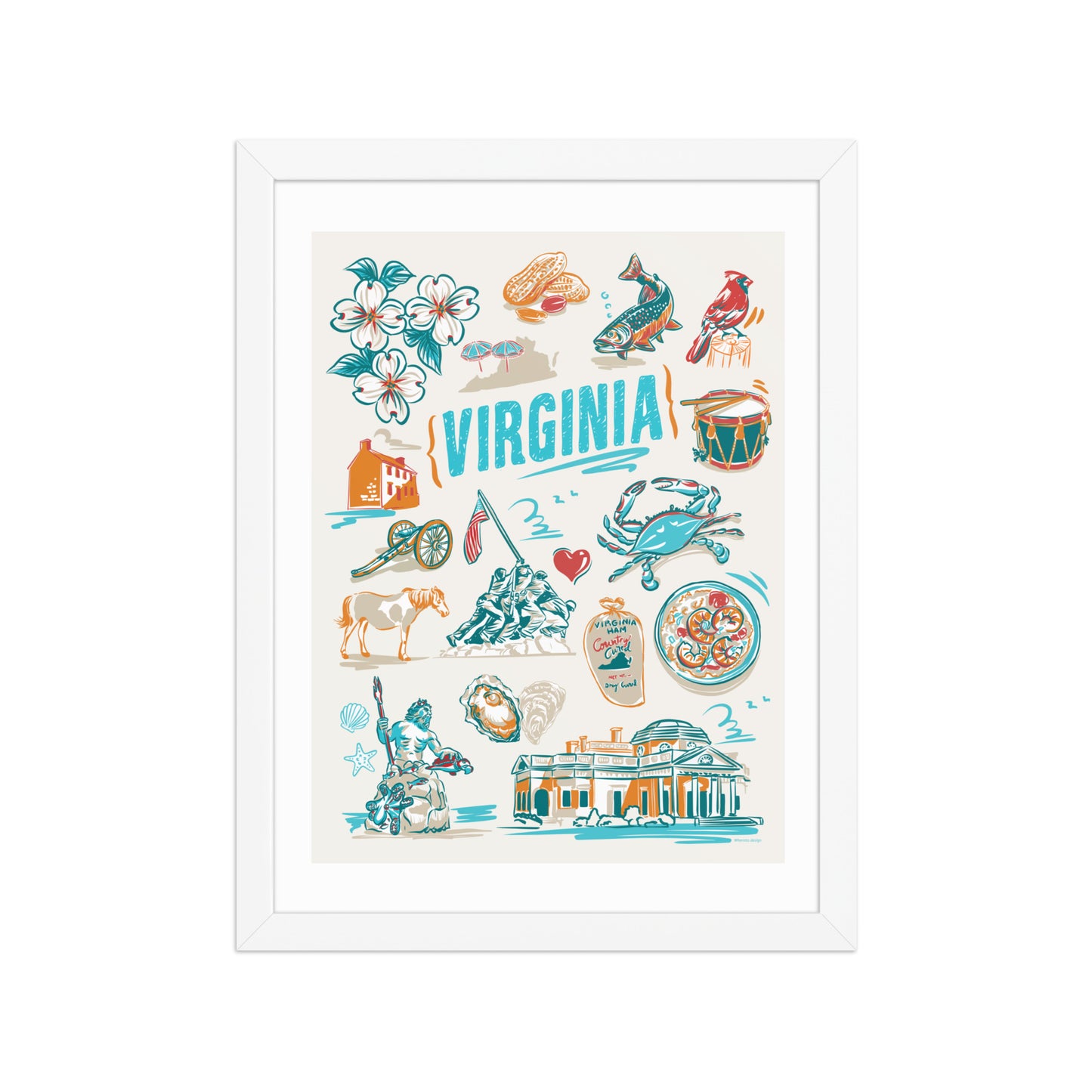 Virginia Landmarks Framed Poster 12 x 16