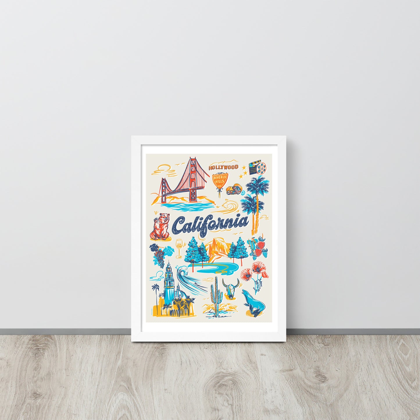 California Landmarks Framed Poster 12 x 16