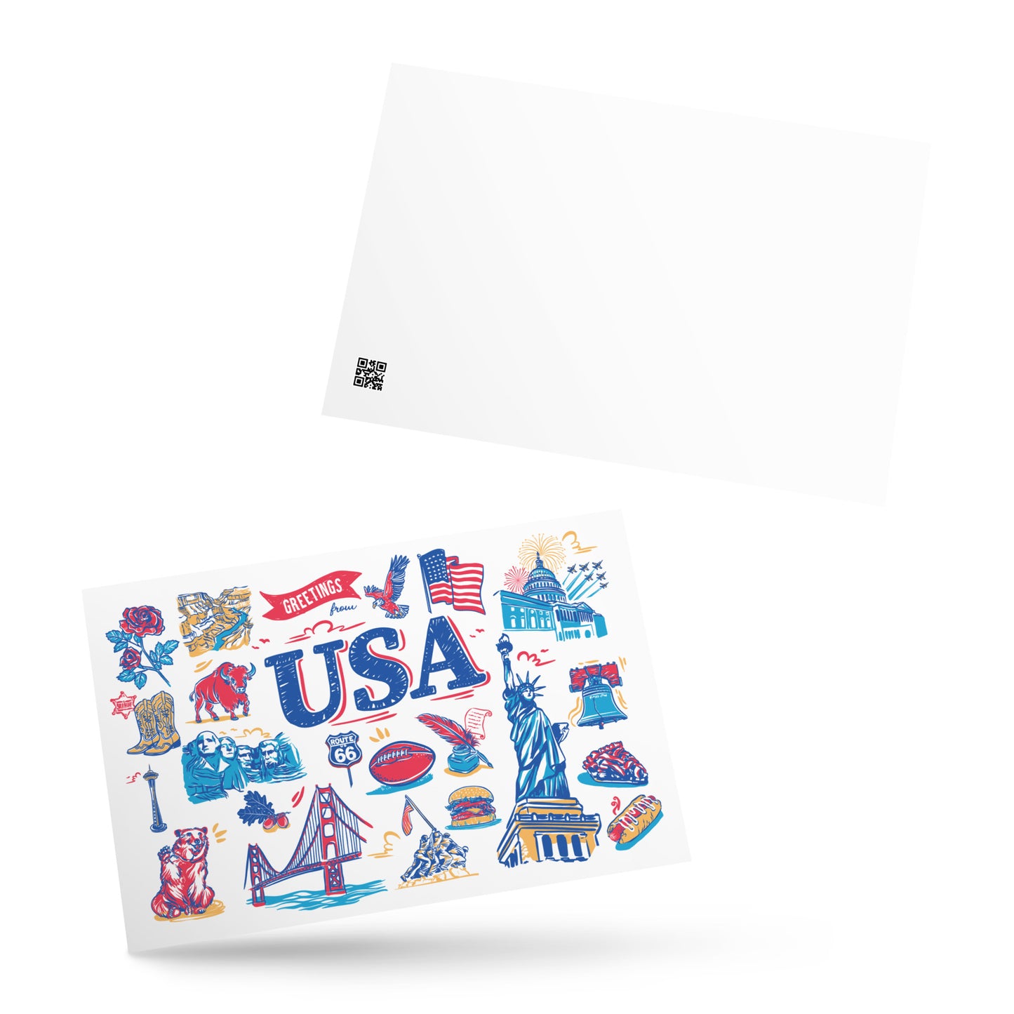 USA Landmarks Postcard Print