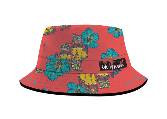Okinawa Bucket Hat, Shisa Hibiscus