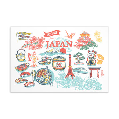 Japan Landmarks Postcard Print