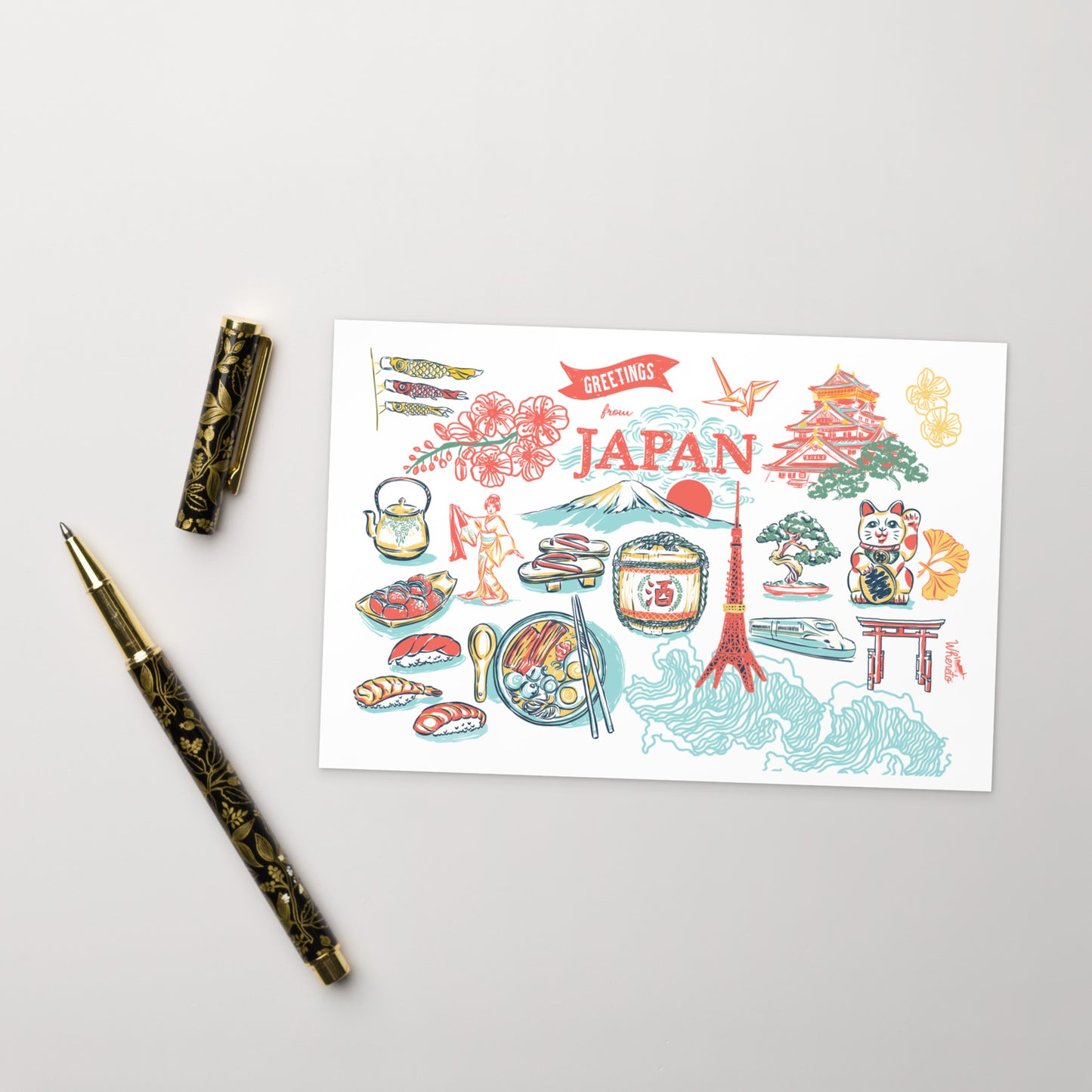 Japan Landmarks Postcard Print