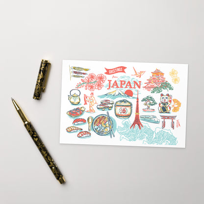 Japan Landmarks Postcard Print