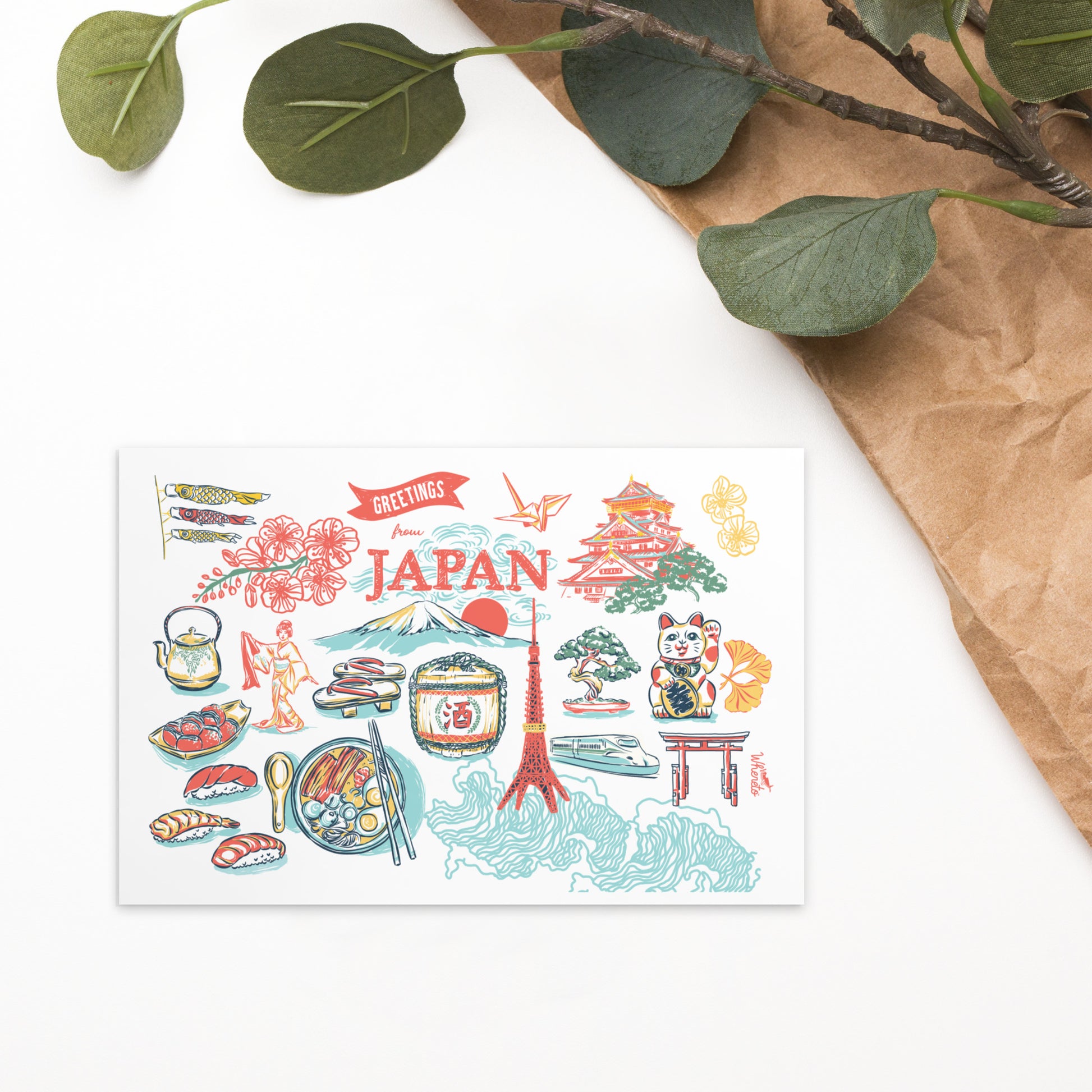 Japan Landmarks Postcard Print