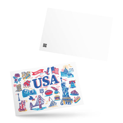 USA Landmarks Postcard Print